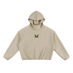 Sudadera con capucha unisex de tejido polar y corte cuadrado con ribetes