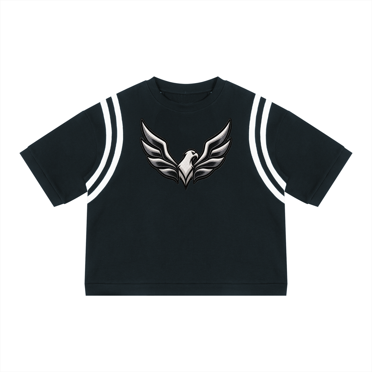 ROODUSC**Camiseta Unisex de Corte Cuadrado con Bloques de Color y Textura Waffle