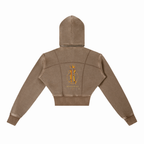 Vintage washed cropped fleece hoodie