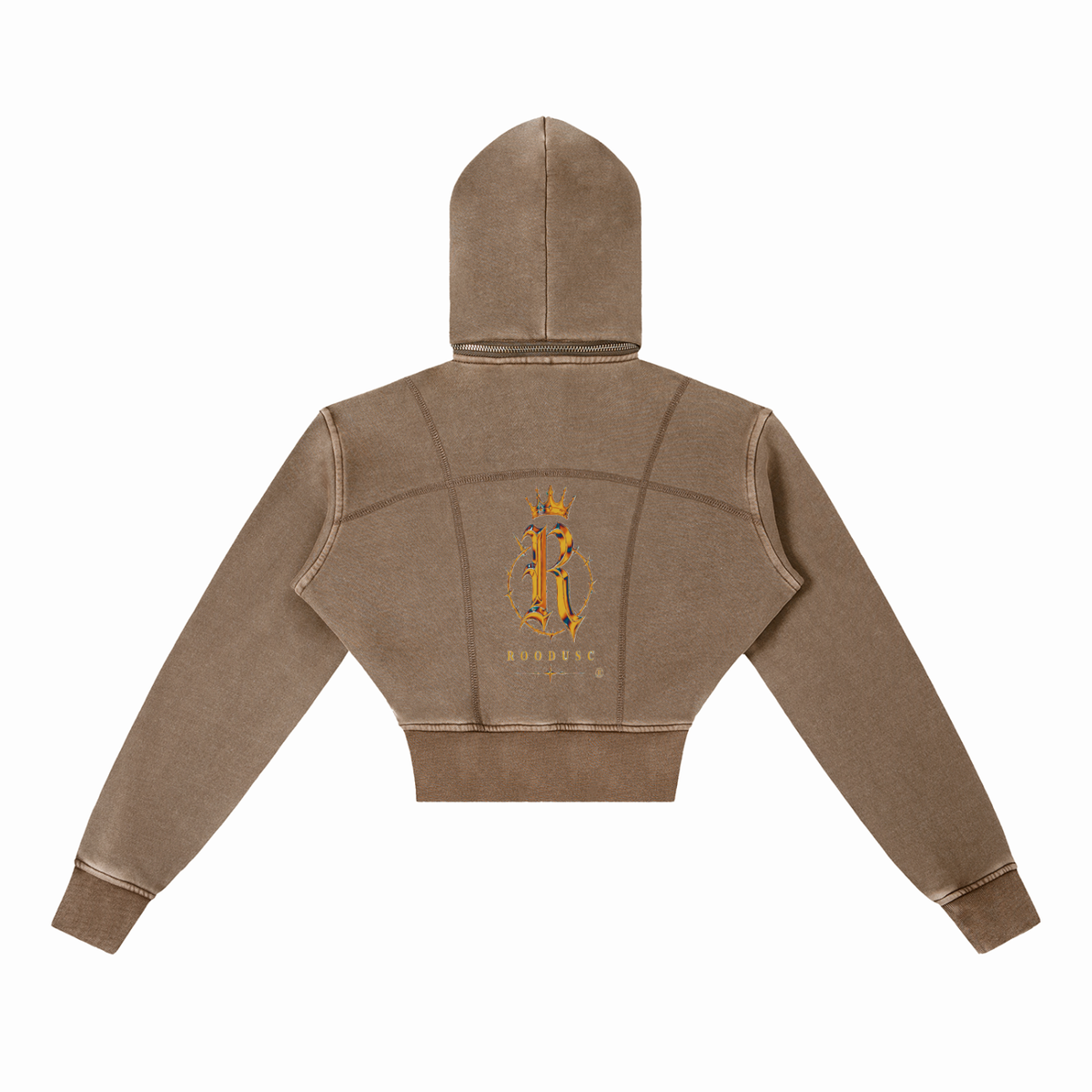 Vintage washed cropped fleece hoodie