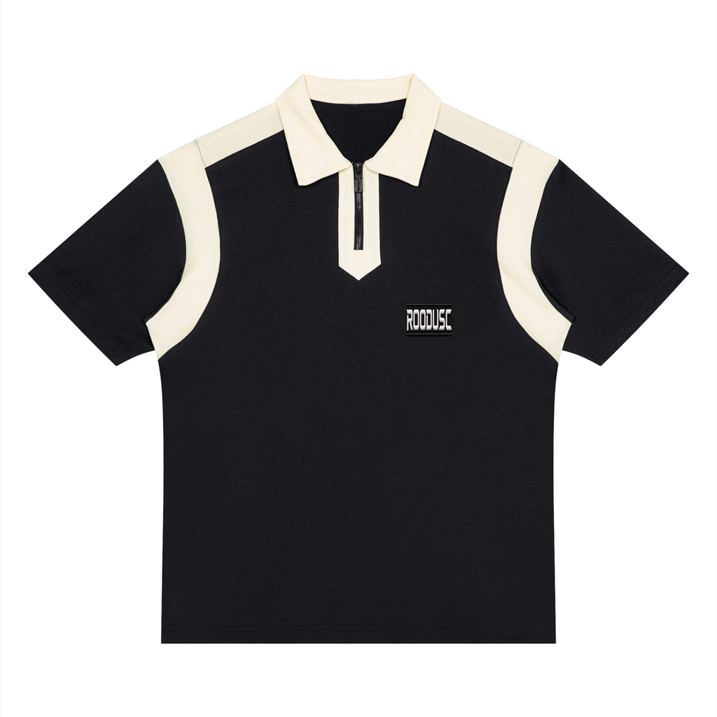 Unisex color block quarter zip polo shirt
