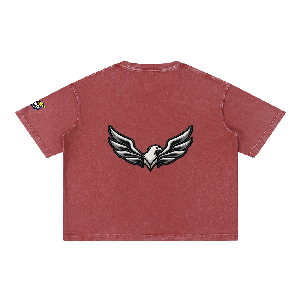 ROODUSC - Camiseta de algodón de corte cuadrado con lavado mineral