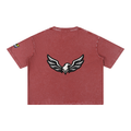 ROODUSC - Camiseta de algodón de corte cuadrado con lavado mineral