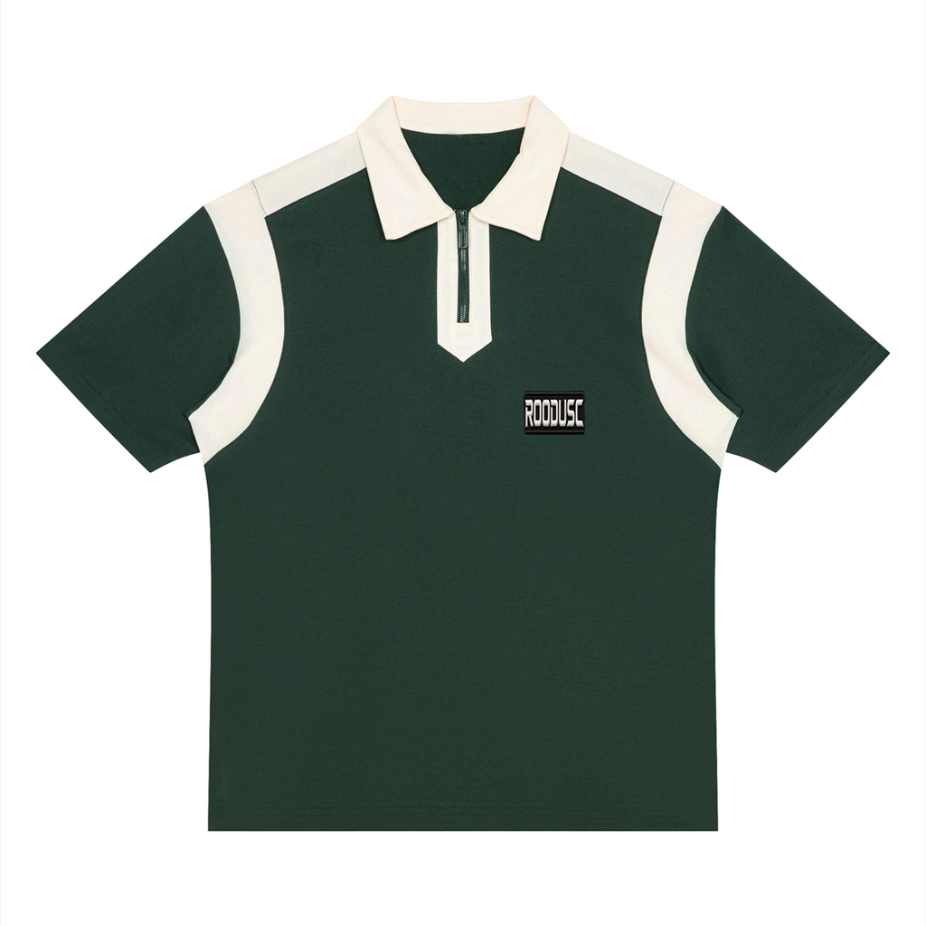 Unisex color block quarter zip polo shirt