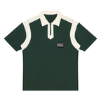 Unisex color block quarter zip polo shirt