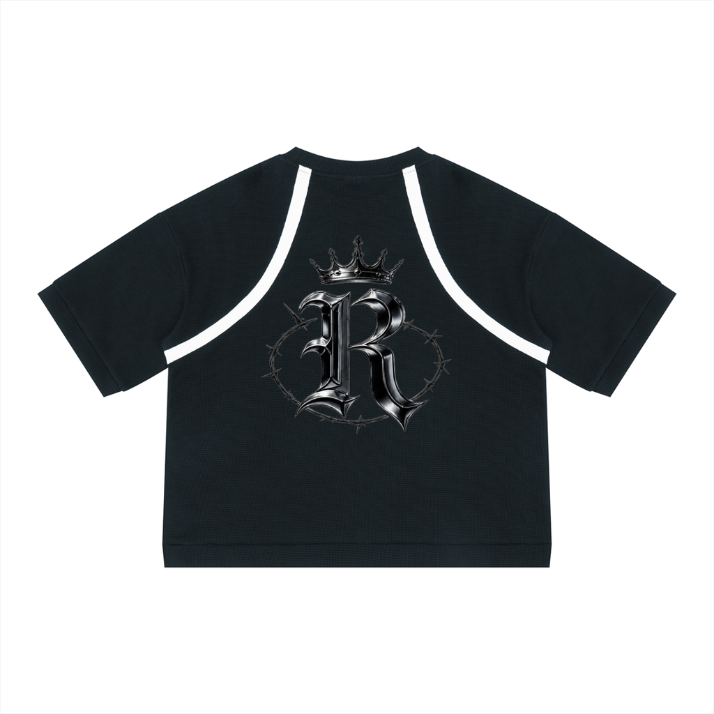 ROODUSC**Camiseta Unisex de Corte Cuadrado con Bloques de Color y Textura Waffle