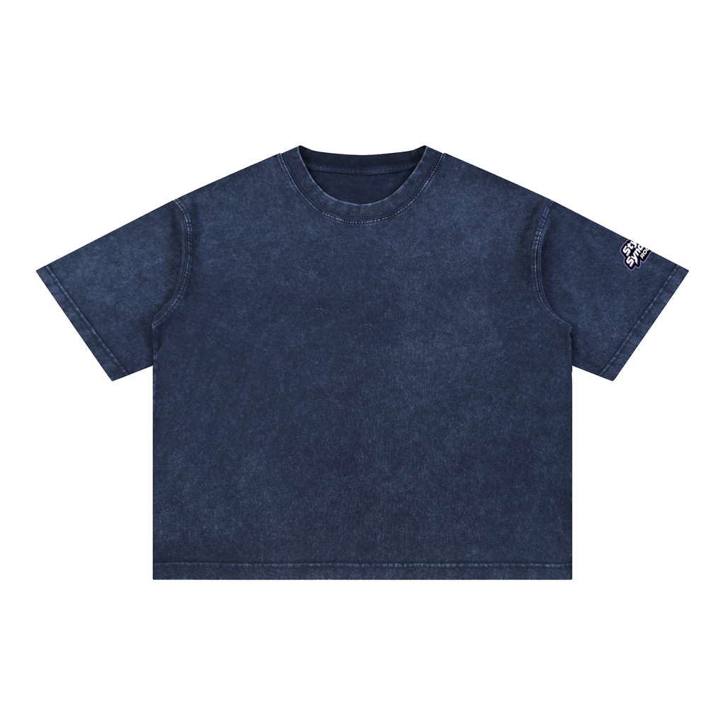ROODUSC - Camiseta de algodón de corte cuadrado con lavado mineral
