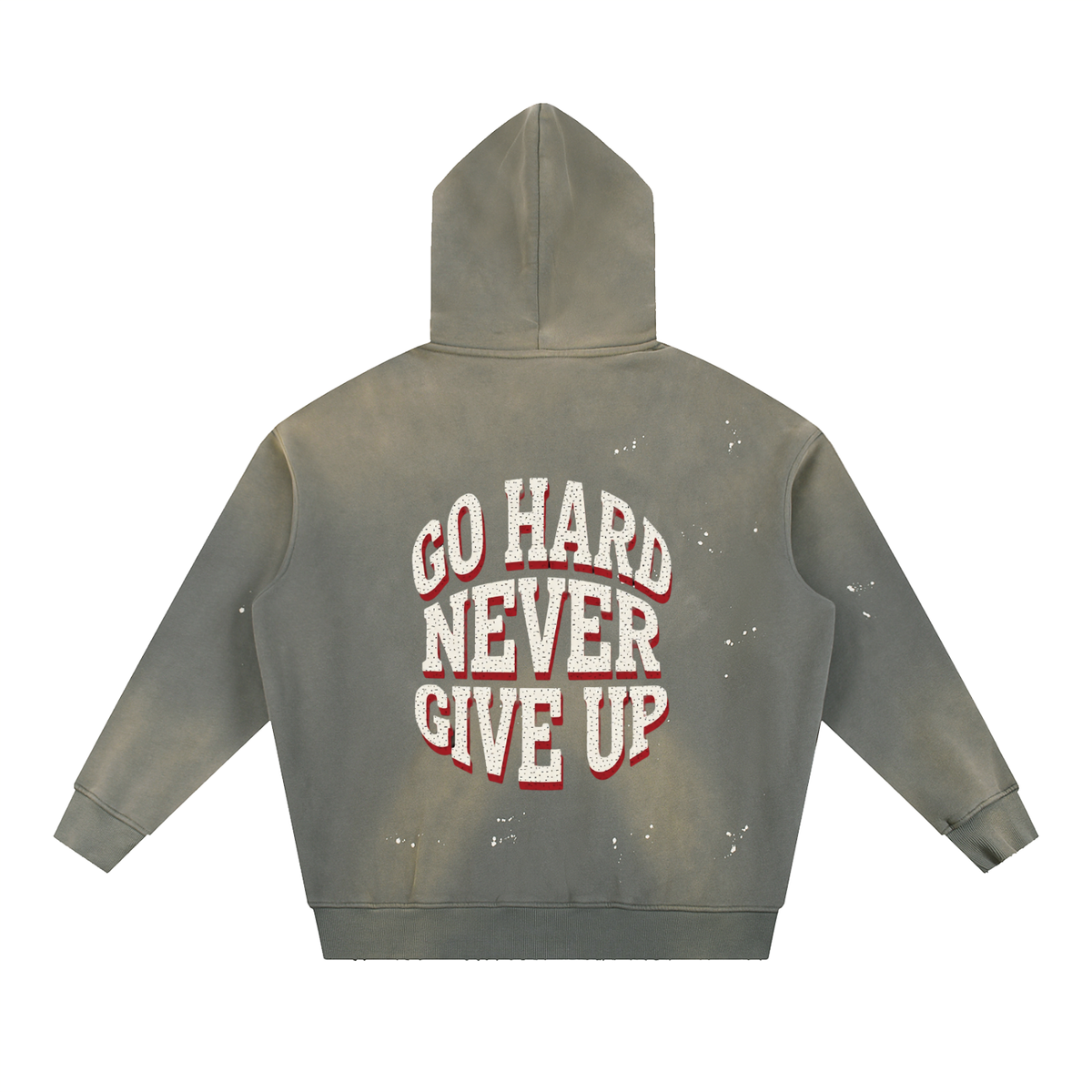 Vintage washed frayed fleece hoodie