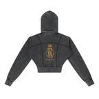 Vintage washed cropped fleece hoodie