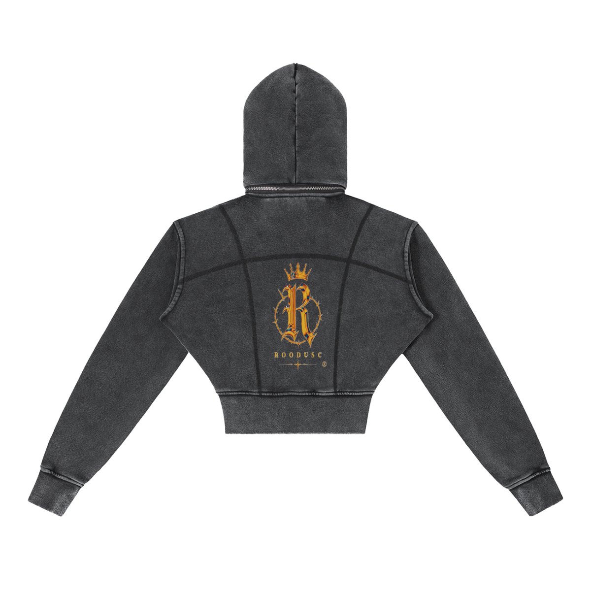 Vintage washed cropped fleece hoodie