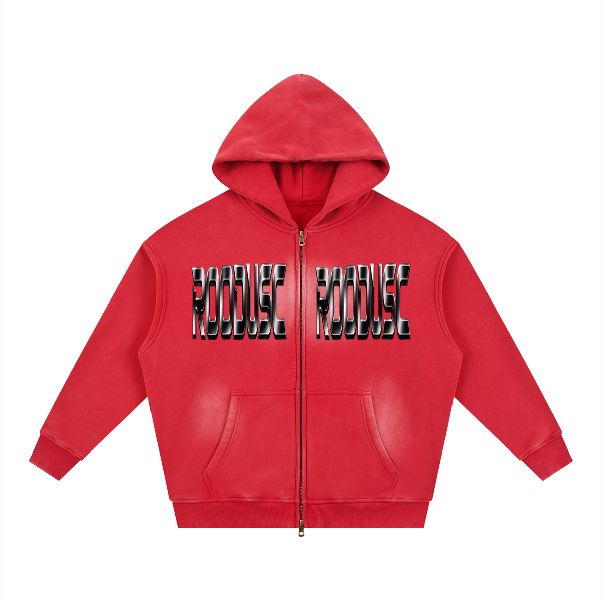 Sunfade two-way zipper boxy fleece hoodie