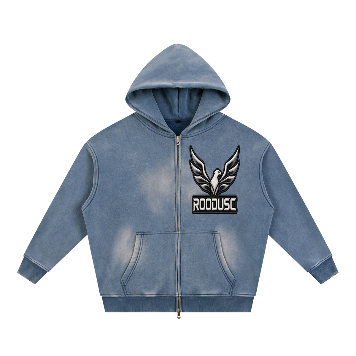 Sunfade two-way zipper boxy fleece hoodie