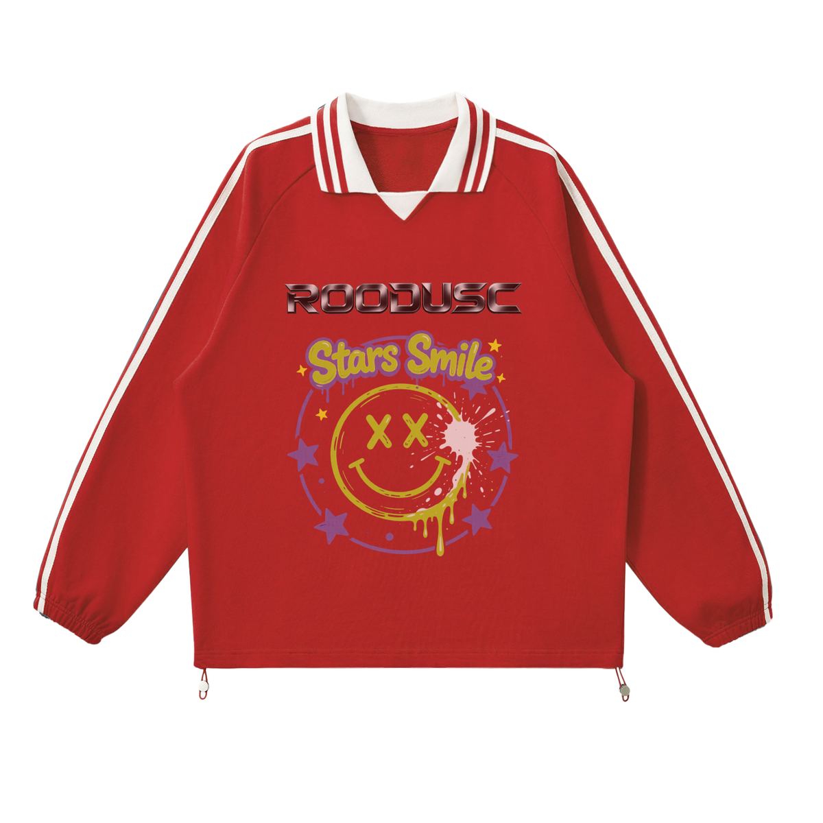Contrast striped lapel collar sweatshirt