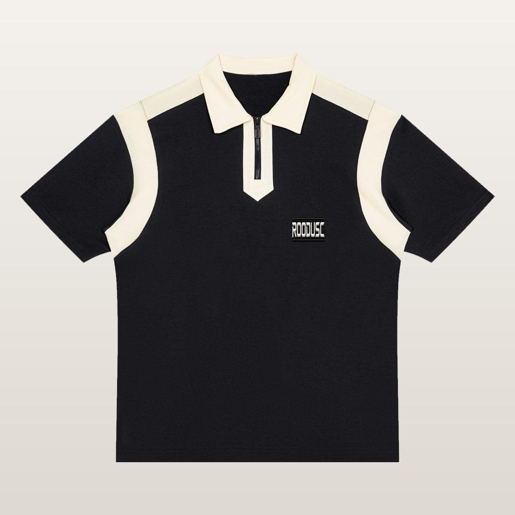 Unisex color block quarter zip polo shirt
