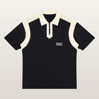 Unisex color block quarter zip polo shirt