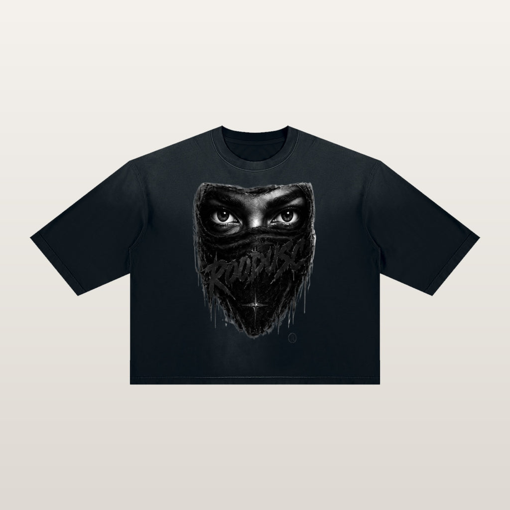 Camiseta unisex ROODUSC de corte cuadrado con efecto lavado vintage y desgaste por sol