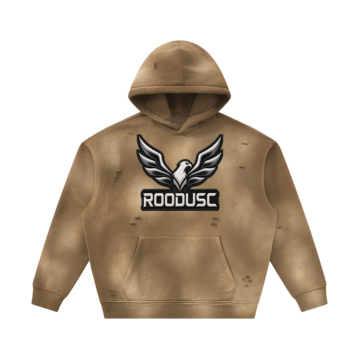 Sunfade two-way zipper boxy fleece hoodie