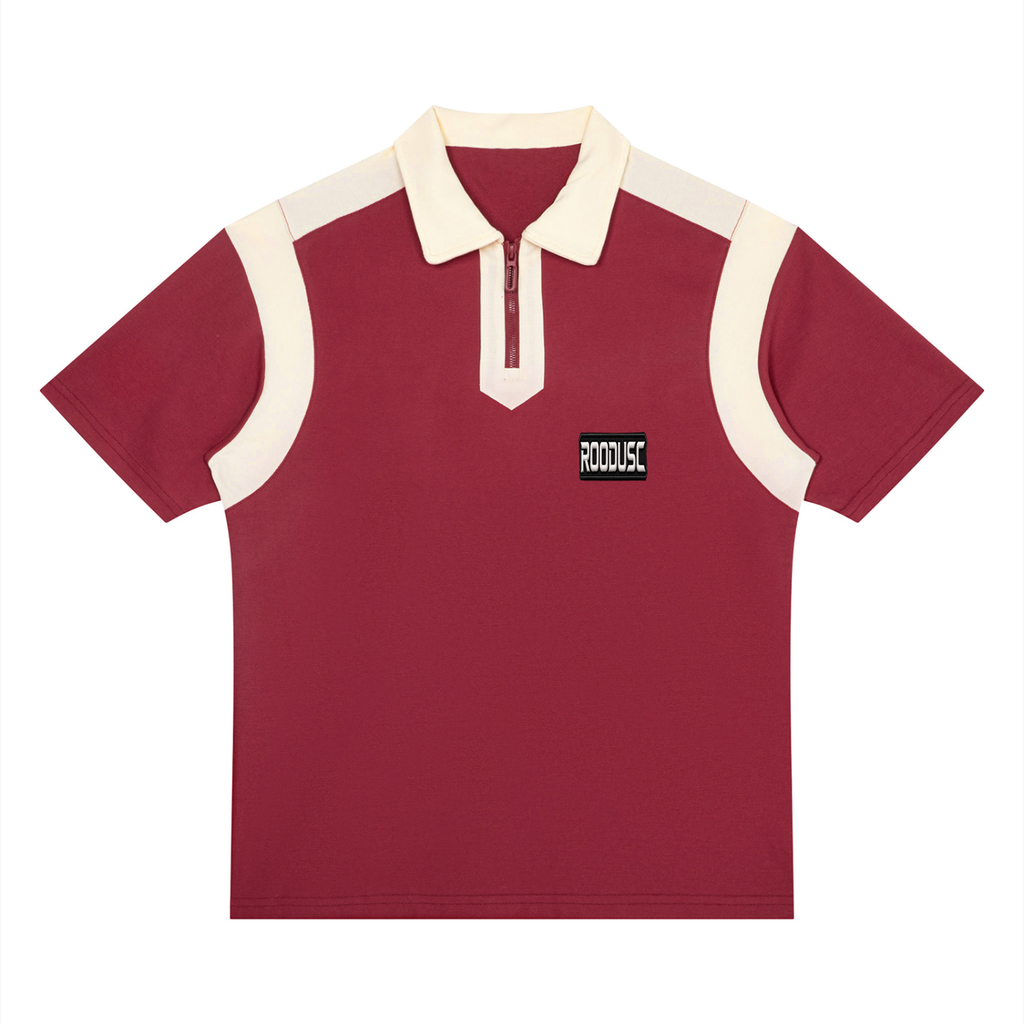 Unisex color block quarter zip polo shirt