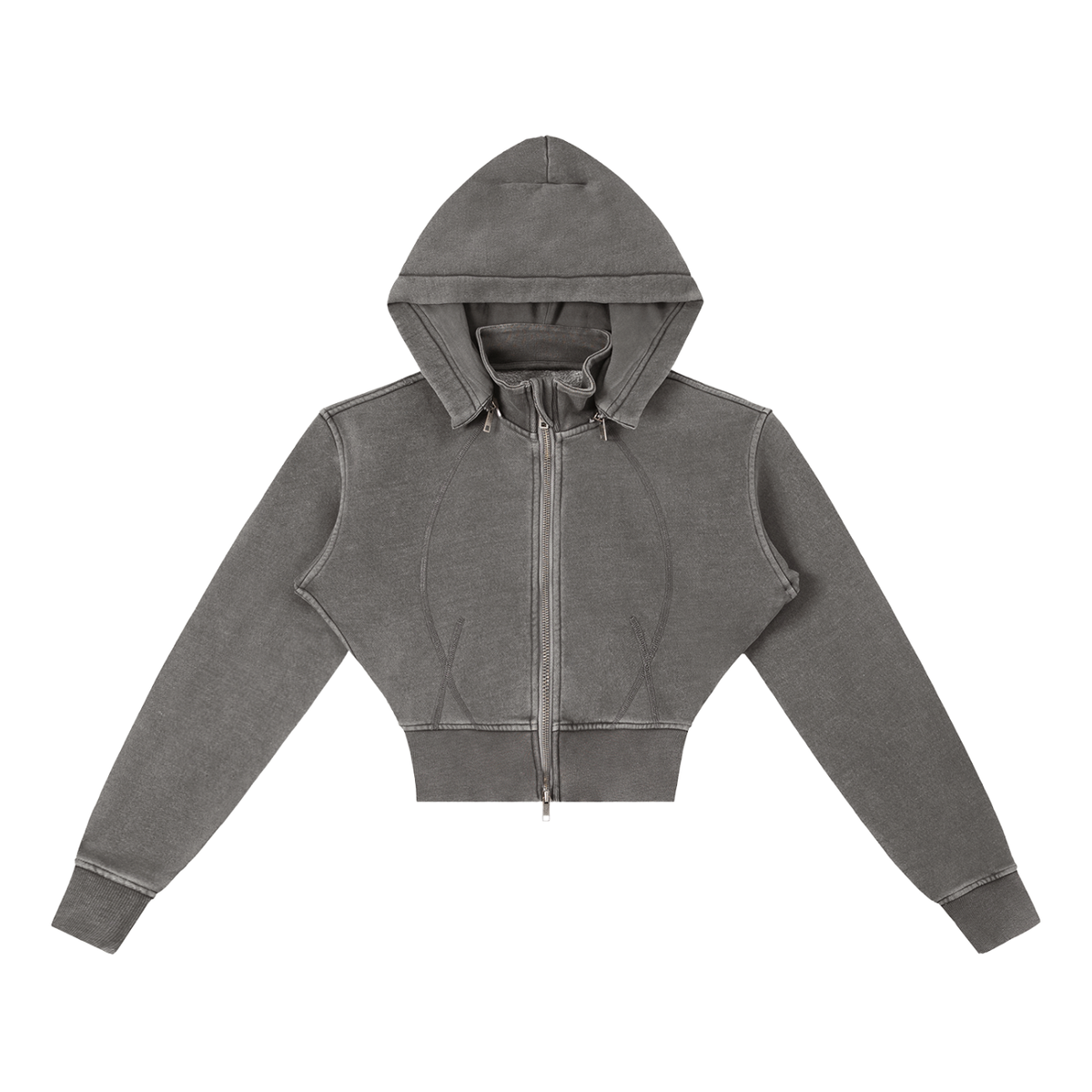 Vintage washed cropped fleece hoodie