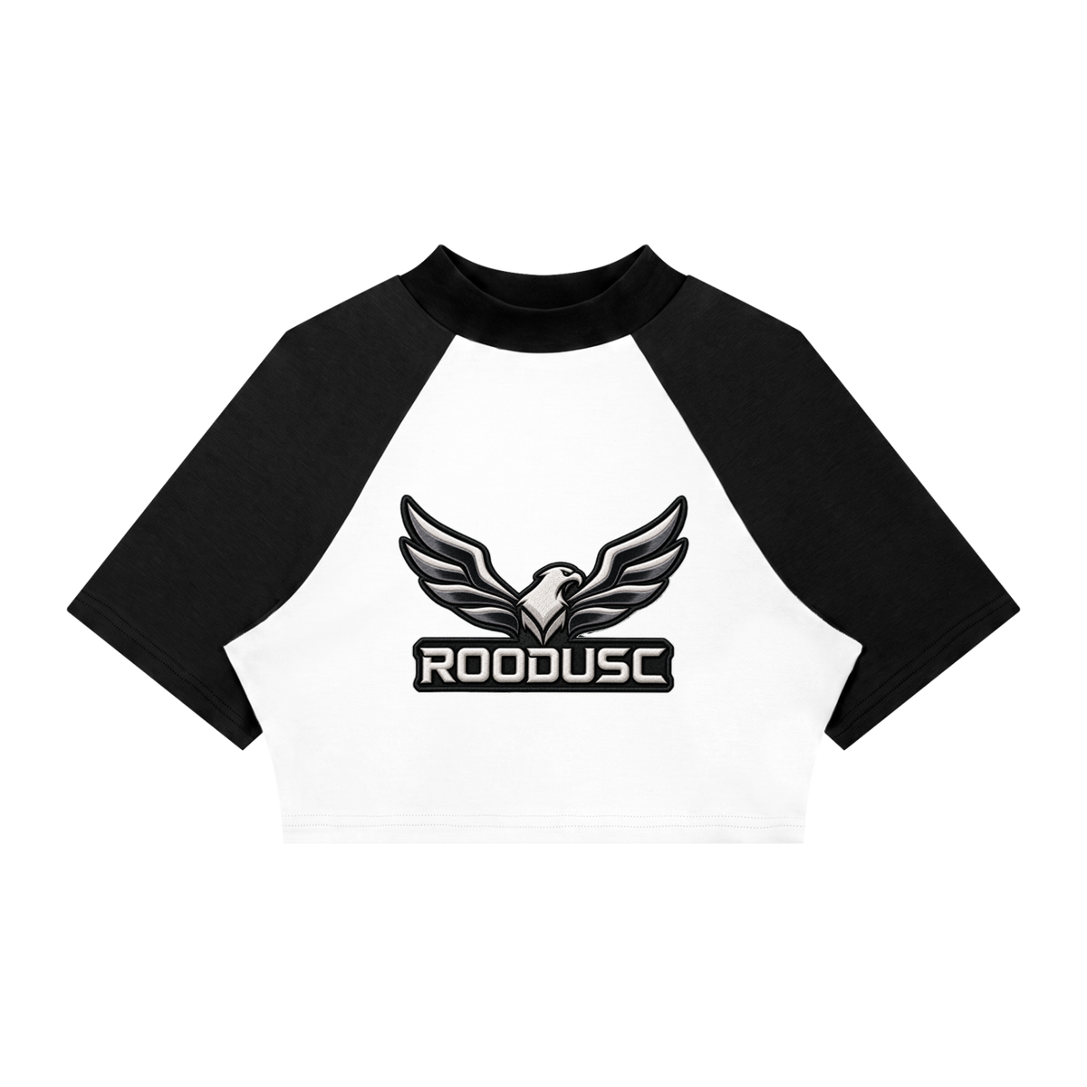 ROODUSC- Camiseta corta de manga raglán con bloques de color para mujer