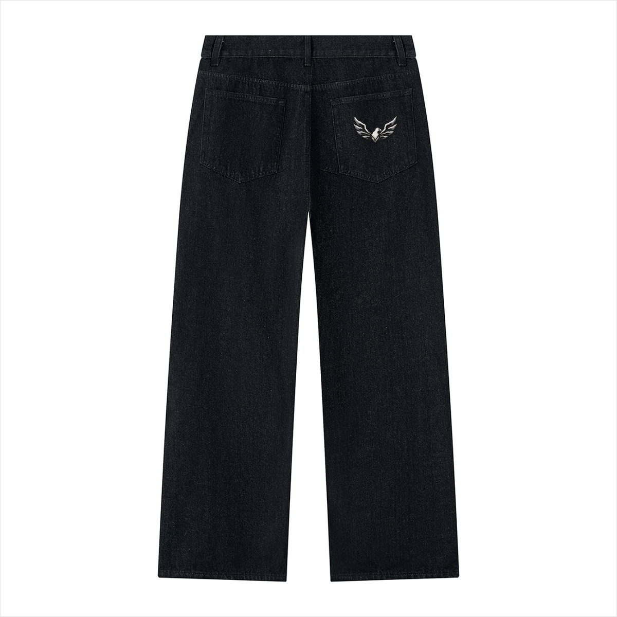 Men's vintage wash wide leg denim jeans