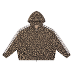 Sudadera unisex con cremallera completa y estampado de leopardo