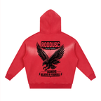 Sudadera con capucha ROODUSC de felpa, corte cuadrado y cremallera bidireccional con efecto desteñido por el sol