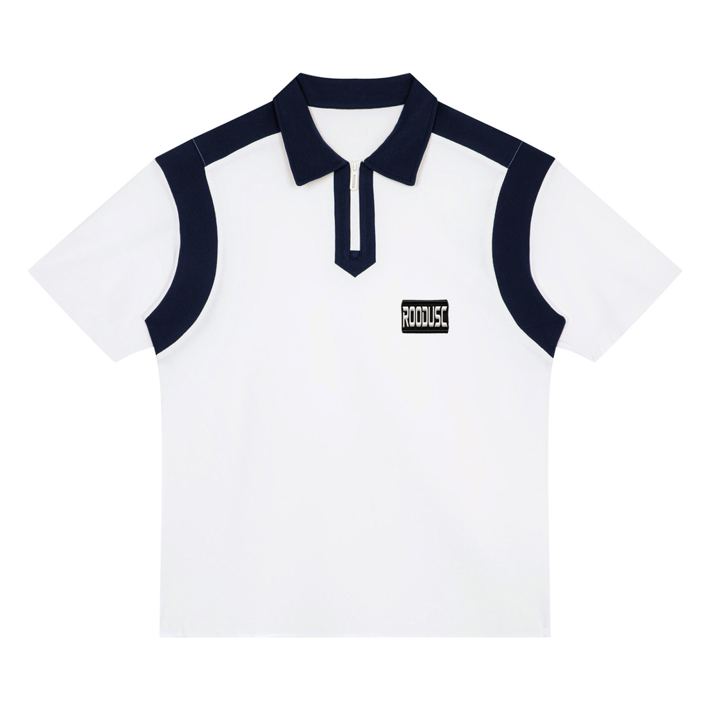 Unisex color block quarter zip polo shirt
