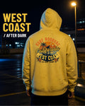 West Coast / After Dark yellow hoodie - back view